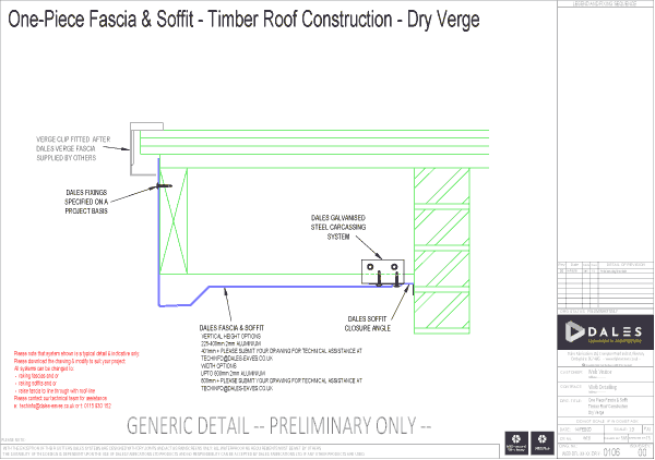 Dry verge one piece fascia and soffit