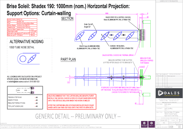 Brise Soleil 1000mm horizontal projection