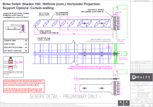 Brise Soleil 1000mm Horizontal Projection
