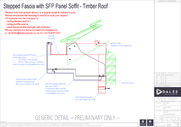 Stepped fascia with secret fix panel soffit