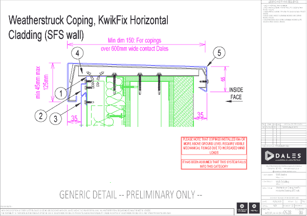 Weatherstruck coping with KwikFix horizontal cladding (SFS wall)