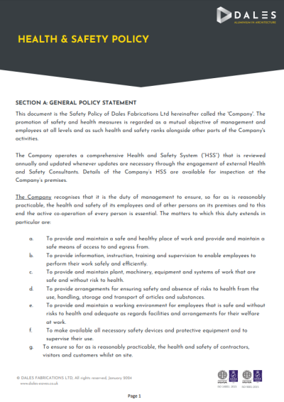 Health and Safety Policy