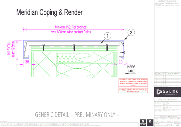 Meridian coping with render