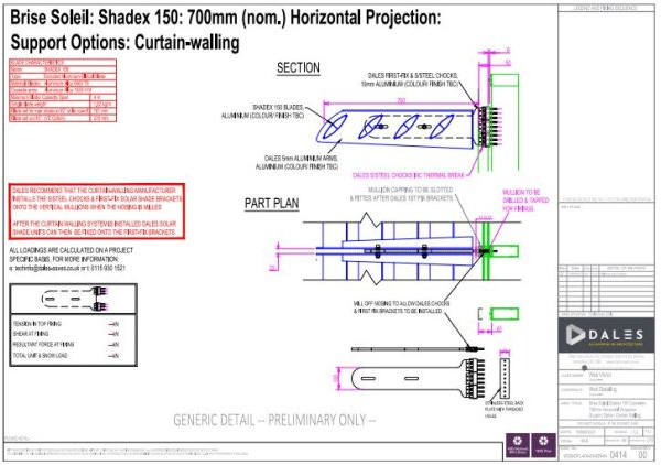0414 Brise Soleil 700mm Horizontal Projection