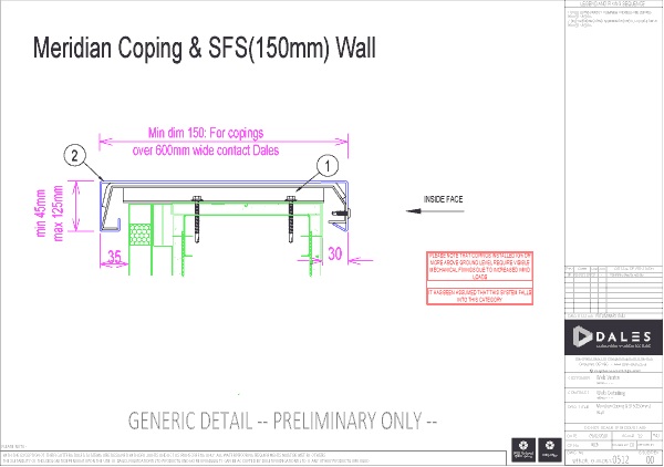 Meridian coping with 150mm SFS wall