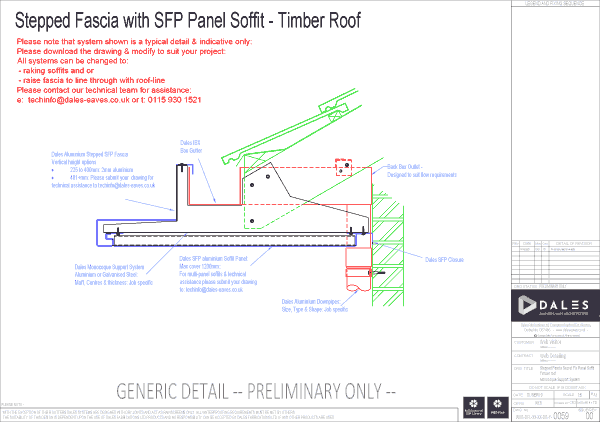 Stepped fascia with secret fix panel soffit