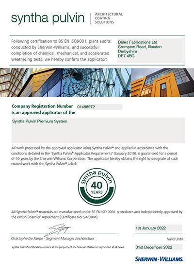 Approved Applicator: Syntha Pulvin: 40 years