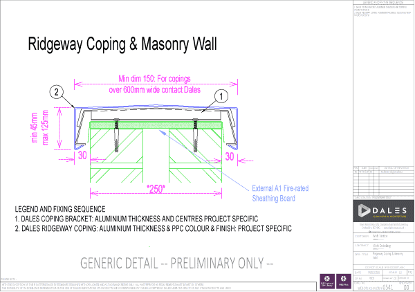 Ridgeway Aluminium Coping with masonry wall