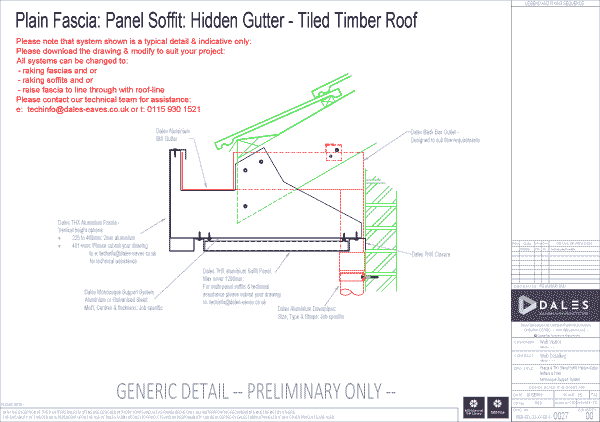 Hidden gutter with plain fascia and THX panel soffit