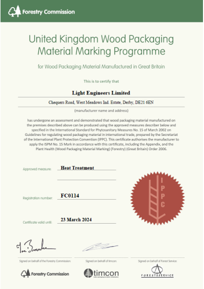 Light Engineers Ltd: FSC certificate of registration