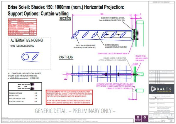 0412 Brise Soleil 1000mm Horizontal Projection