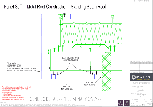 Verge – Standing seam roof panel soffit