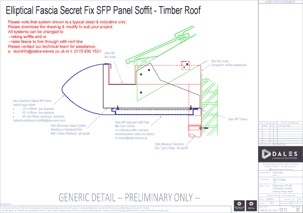Elliptical fascia with secret fix panel soffit