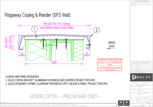 Ridgeway coping with render (SFS wall)
