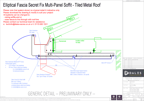 Elliptical fascia with secret fix multi-panel soffit