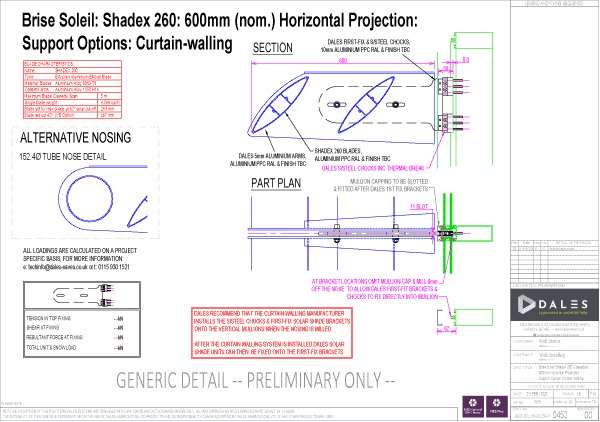 Brise Soleil 600mm Horizontal Projection