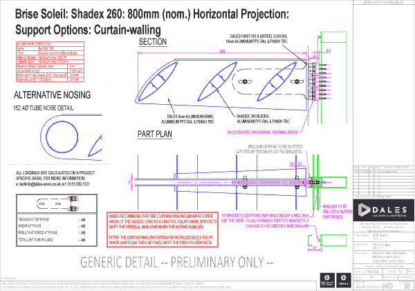 Brise Soleil 800mm Horizontal Projection