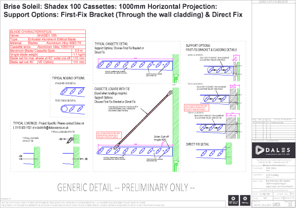 Brise Soleil 1000mm Horizontal projection