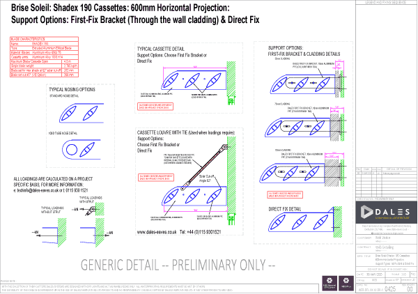 Brise Soleil 600mm horizontal projection