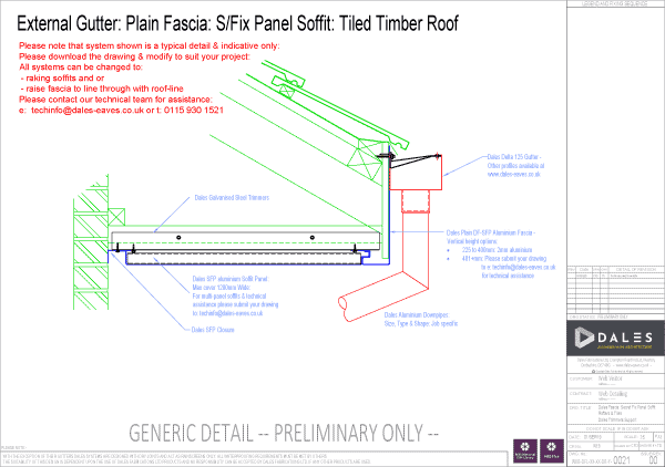 Plain fascia and secret fix soffit with external gutter