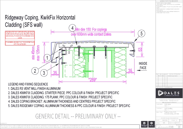 Ridgeway coping with KwikFix horizontal cladding (SFS wall)