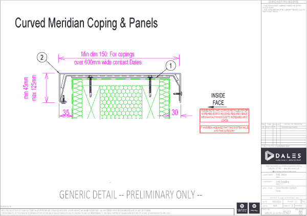 Curved Meridian coping and panels